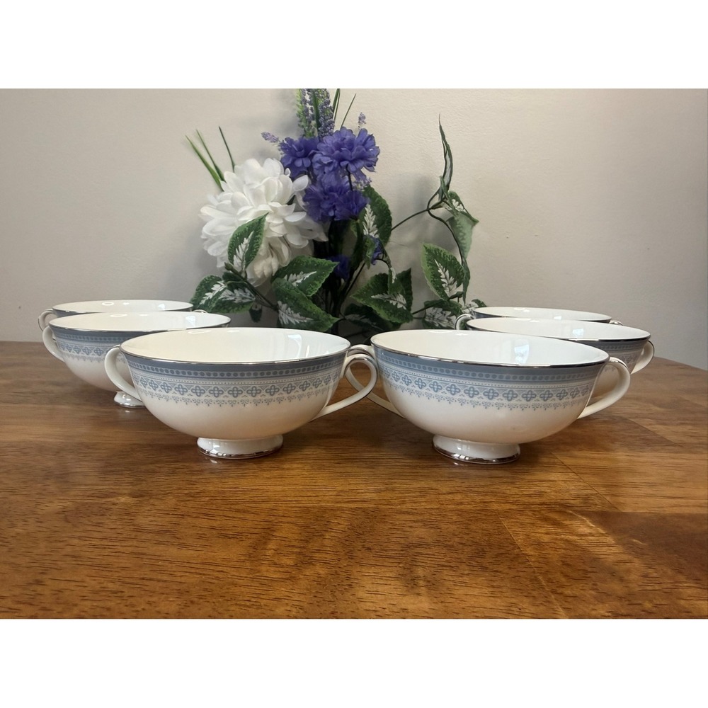 Vintage Royal‎ Doulton Lorraine Cream Soup Bowls Set of Six MCM Dining